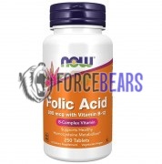 Folic Acid 800 mcгр [with Vitamin B12] (250 шт), NOW Foods